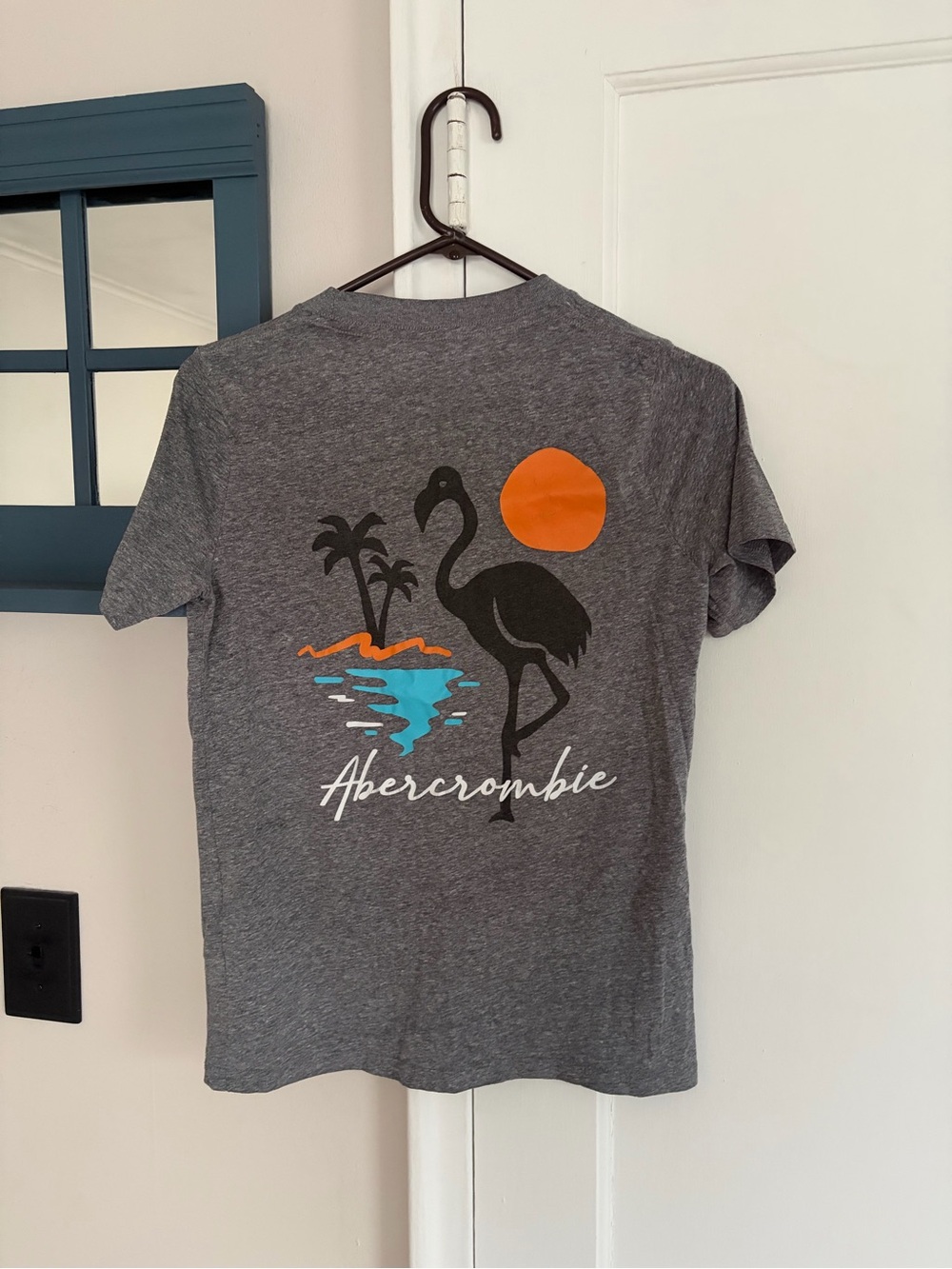 Abercrombie & Fitch kid’s Heather Gray Flamingo Graphic T-Shirt